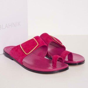 Raspberry Pink STURONE Suede Gold Buckle Sandals